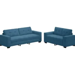 vidaXL 2-delige bankset met kussens, blauw fluweel