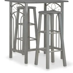 vidaXL 3-delige Barset hout en staal antraciet