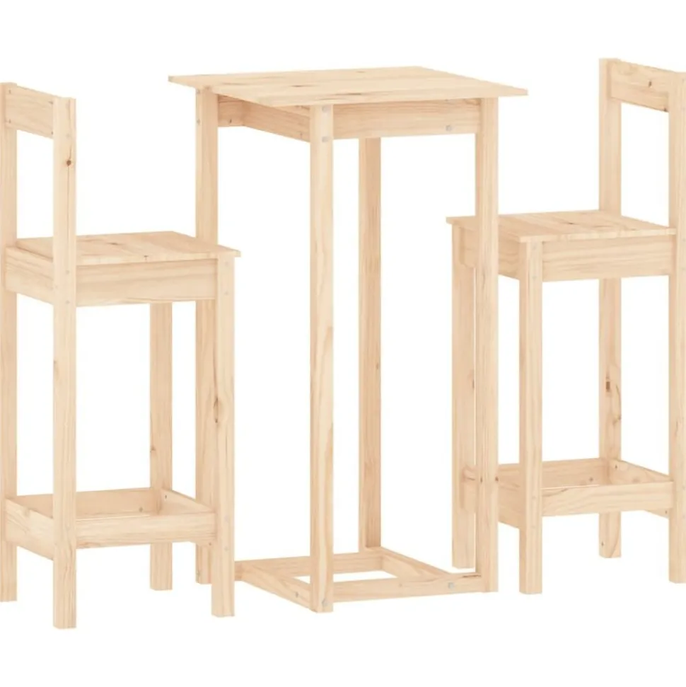 vidaXL 3-delige Barset massief grenenhout