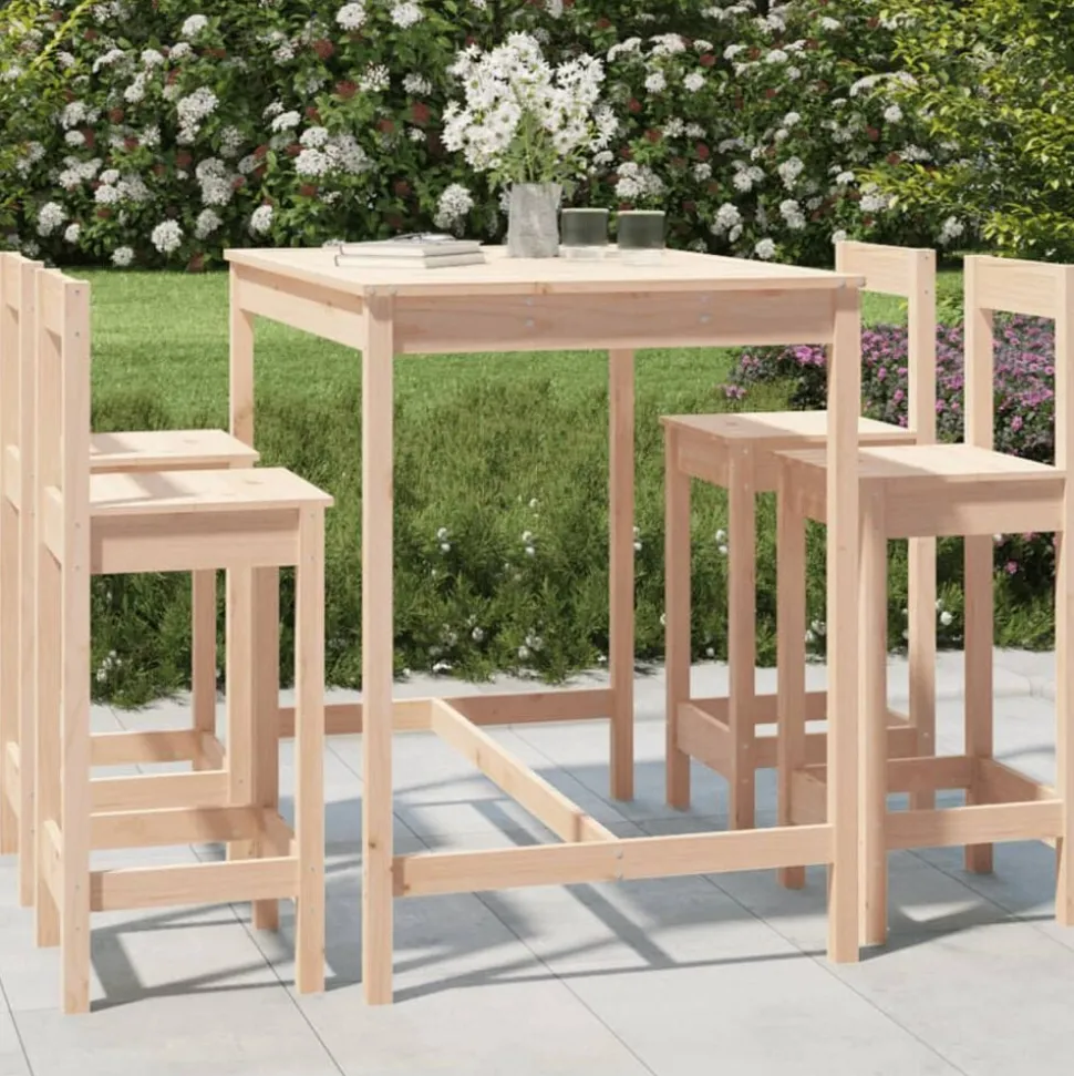 vidaXL 5-delige Barset massief grenenhout