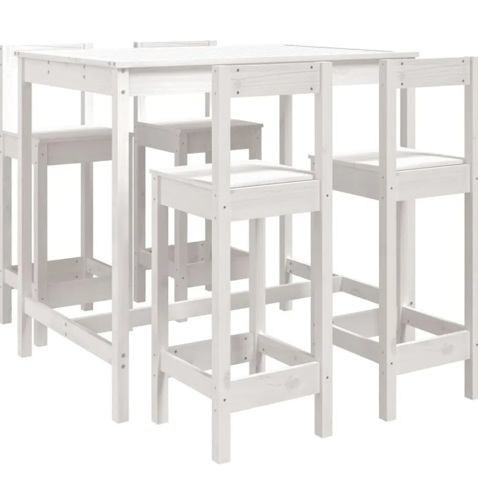 vidaXL 5-delige Barset massief grenenhout wit