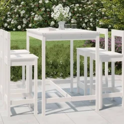 vidaXL 5-delige Barset massief grenenhout wit