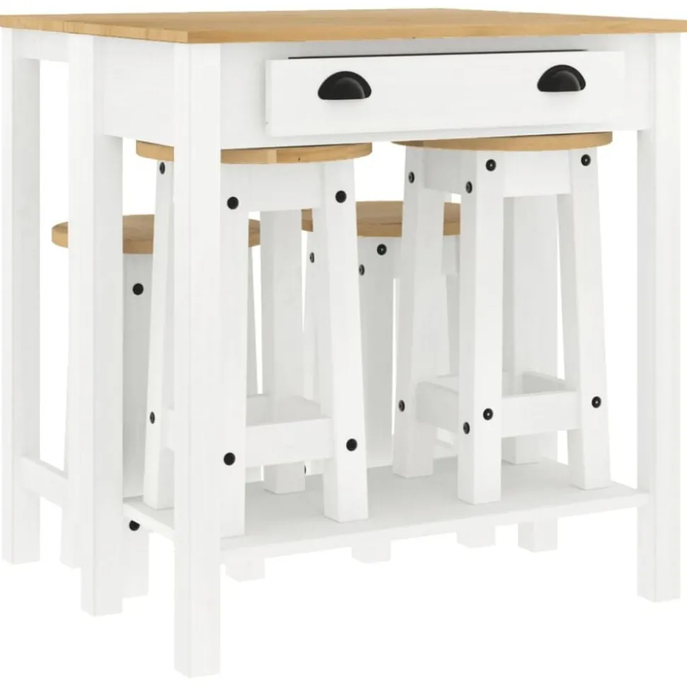 vidaXL 5-delige Barset massief grenenhout wit