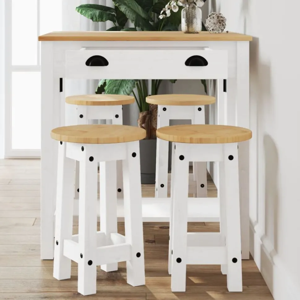 vidaXL 5-delige Barset massief grenenhout wit