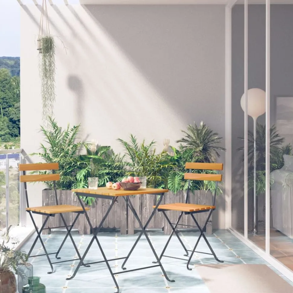 vidaXL 3-delige Bistroset inklapbaar massief acaciahout