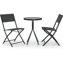 vidaXL 3-delige Bistroset staal zwart