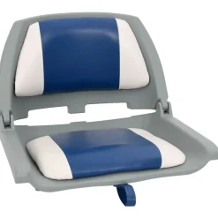 vidaXL 2-delige Bootstoelenset met blauw-witte kussens inklapbaar