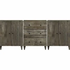 vidaXL 3-delige Dressoirs 60x33,5x75 cm massief mango lichtgrijs