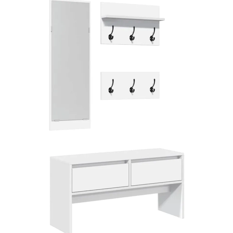 vidaXL 4-delige Garderobe set bewerkt hout wit