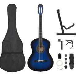 vidaXL 12-delige Gitaarset klassiek beginner 4/4 39" blauw