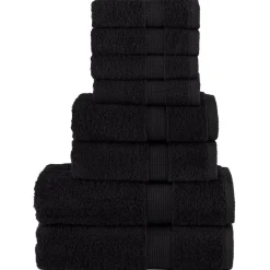vidaXL 8-delige Handdoekenset SOLUND 600 g/m² zwart