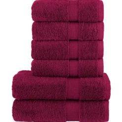 vidaXL 6-delige Handdoekenset SOLUND 600 g/m² bordeauxrood