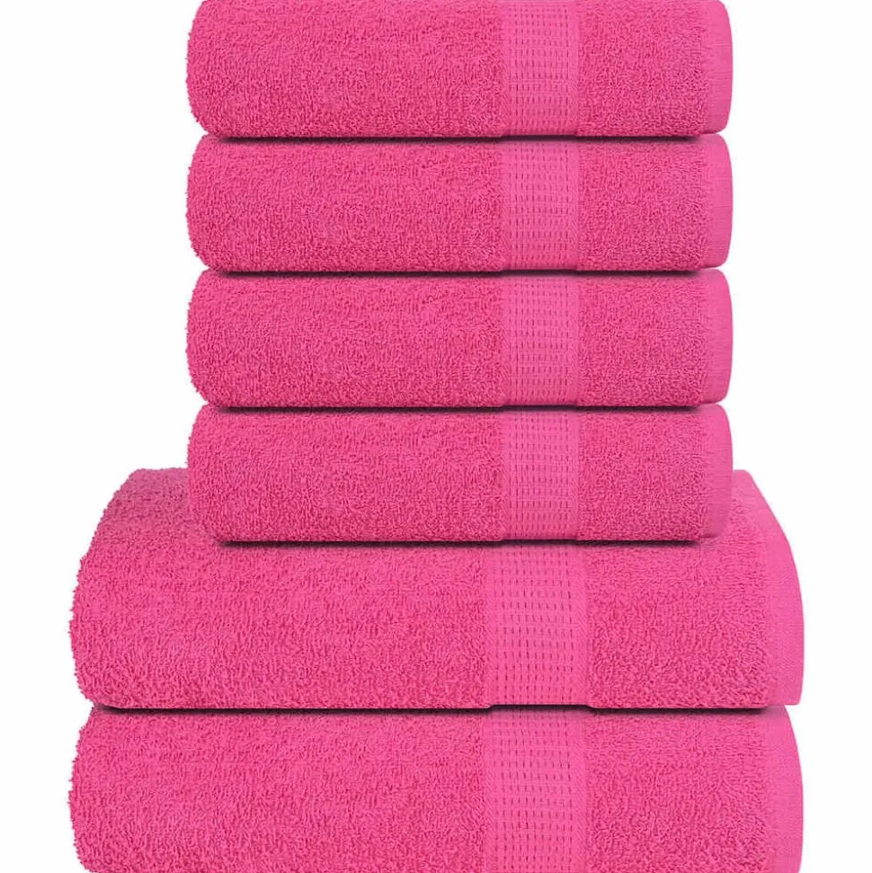 vidaXL 6-delige Handdoekenset FROGN 360 g/m² roze