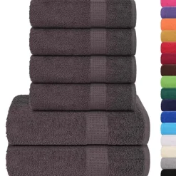vidaXL 6-delige Handdoekenset FROGN 360 g/m² antraciet