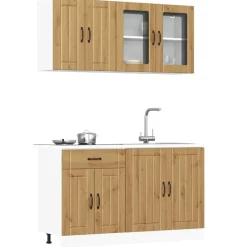 vidaXL 4-delige Keukenkastenset Kalmar bewerkt hout artisanaal eiken