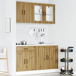 vidaXL 4-delige Keukenkastenset Kalmar bewerkt hout artisanaal eiken