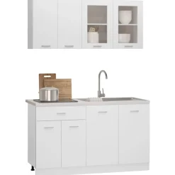 vidaXL 4-delige Keukenkastenset Lyon bewerkt hout wit