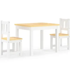 vidaXL 3-delige Kindertafel- en stoelenset MDF wit en grijs