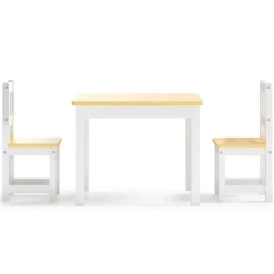 vidaXL 3-delige Kindertafel- en stoelenset MDF wit en grijs
