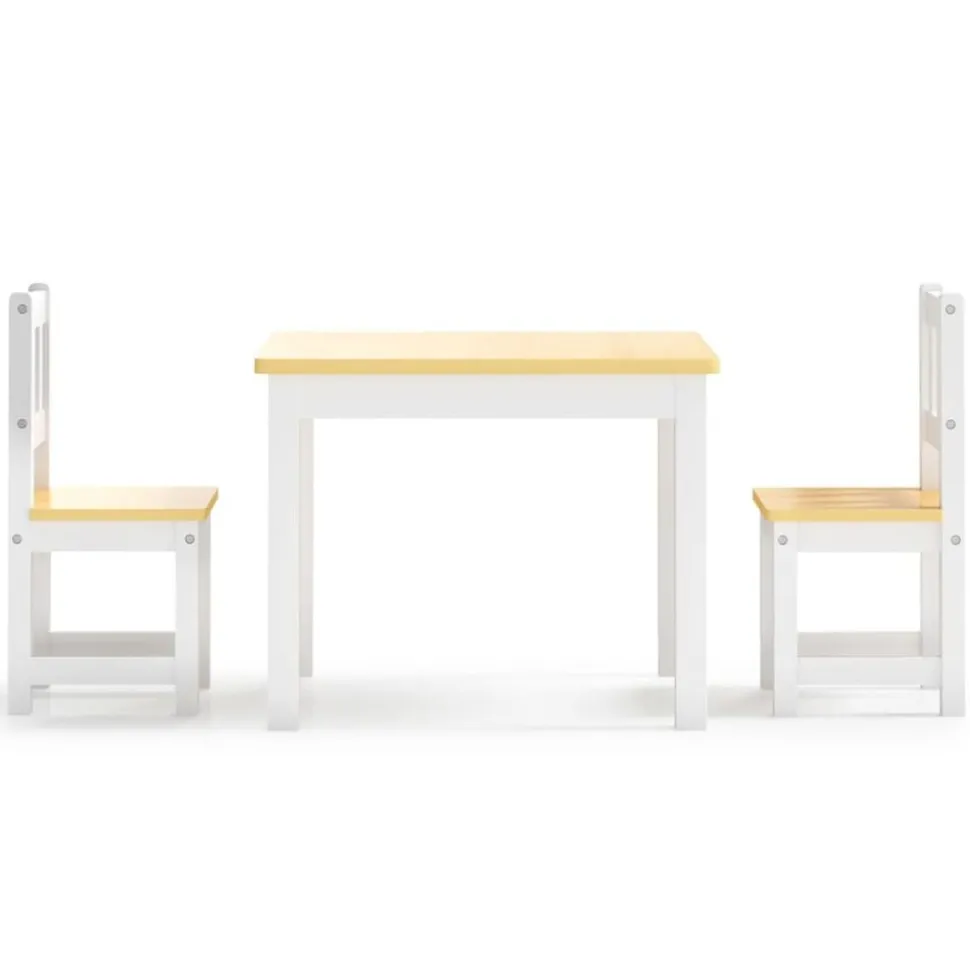 vidaXL 3-delige Kindertafel- en stoelenset MDF wit en grijs