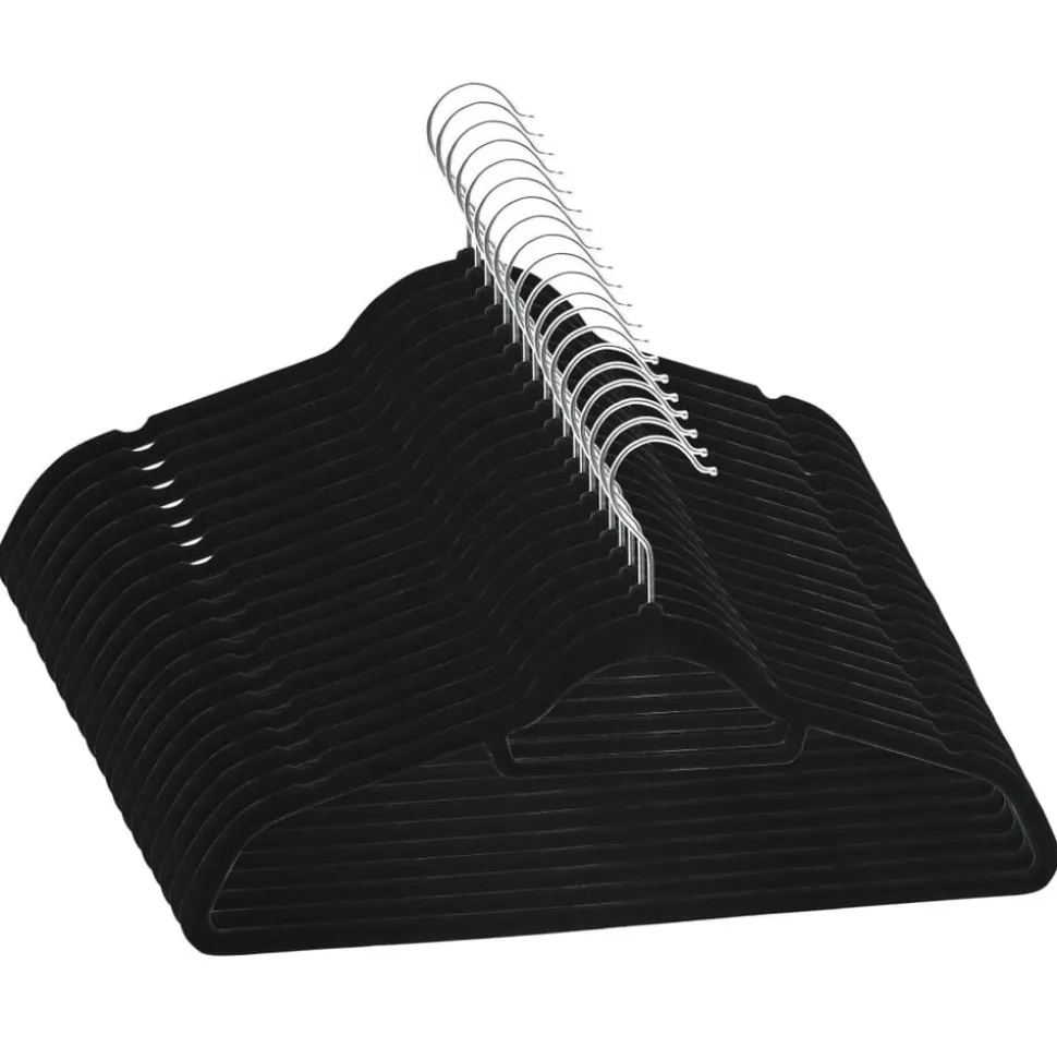 vidaXL 20-delige Kledinghangerset anti-slip fluweel zwart