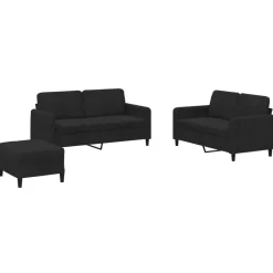 vidaXL 3-delige Loungeset fluweel zwart