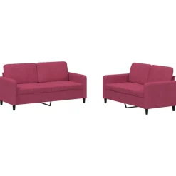 vidaXL 2-delige Loungeset fluweel wijnrood