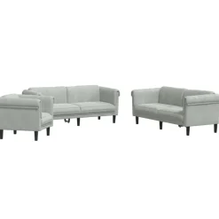 vidaXL 3-delige Loungeset fluweel lichtgrijs