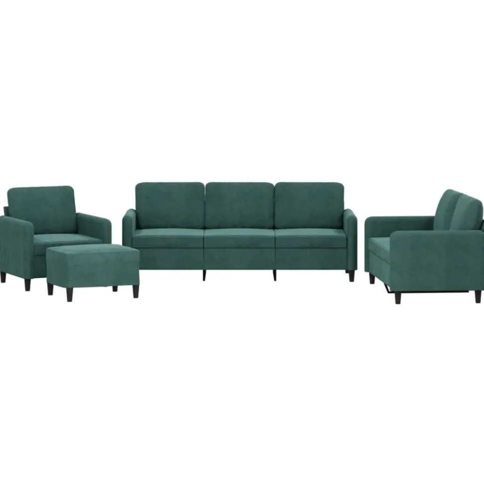 vidaXL 4-delige Loungeset fluweel donkergroen