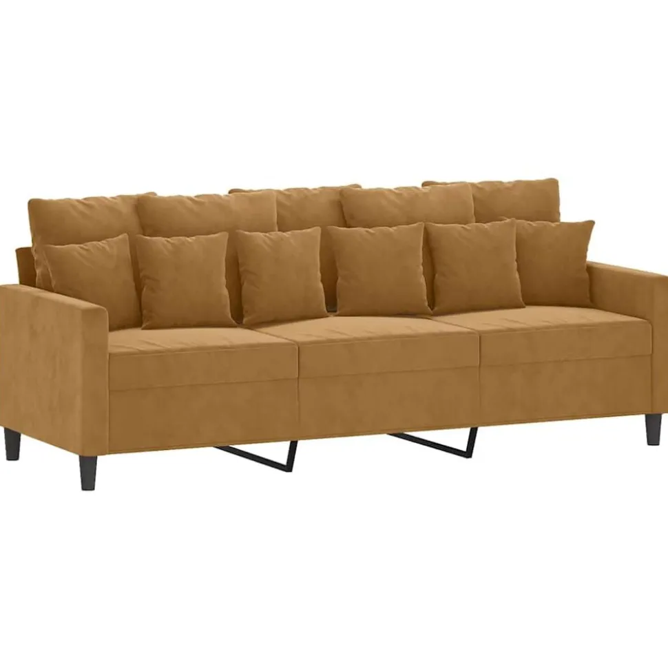 vidaXL 4-delige Loungeset met kussens fluweel bruin