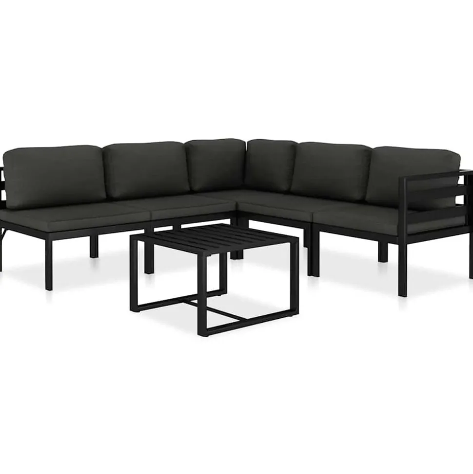 vidaXL 6-delige Loungeset met kussens aluminium antraciet