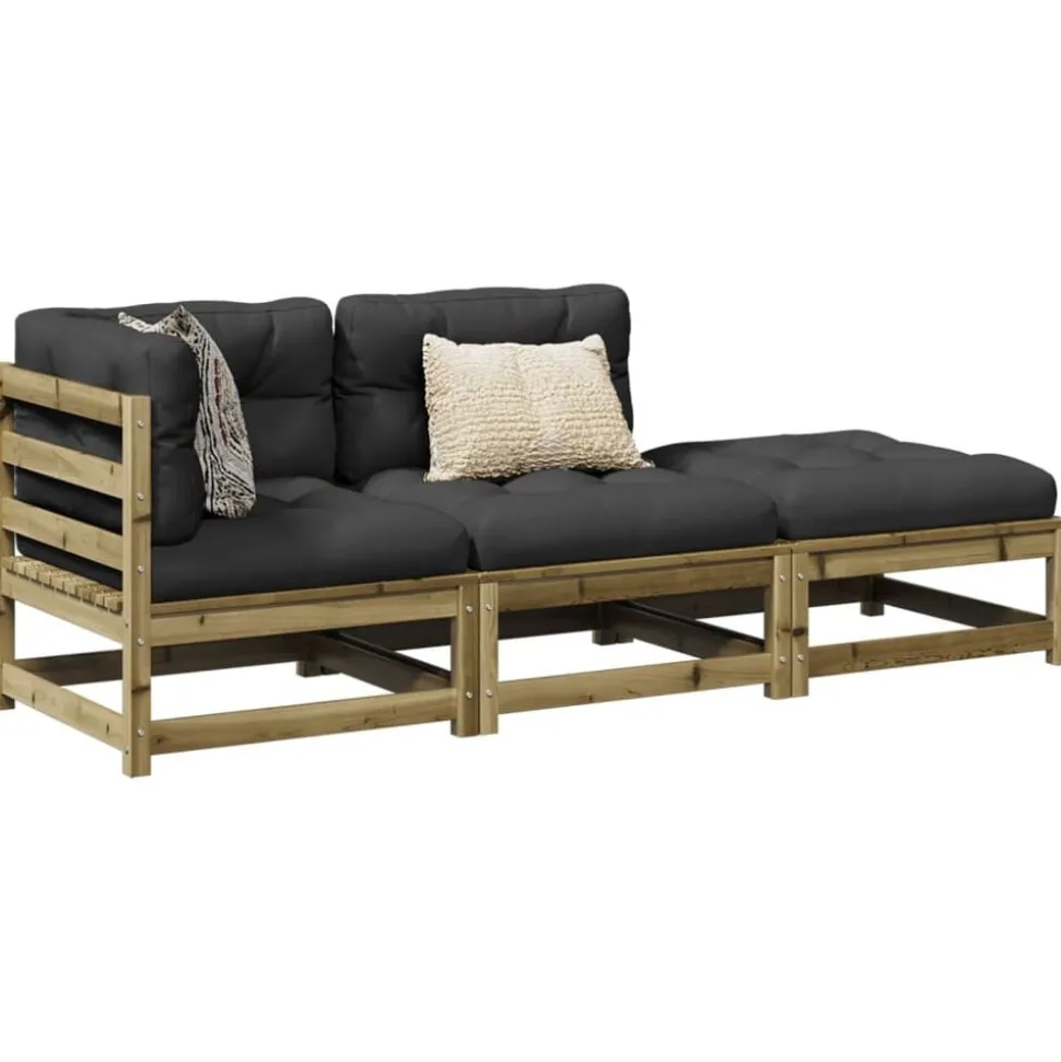 vidaXL 3-delige Loungeset met kussens geïmpregneerd grenenhout