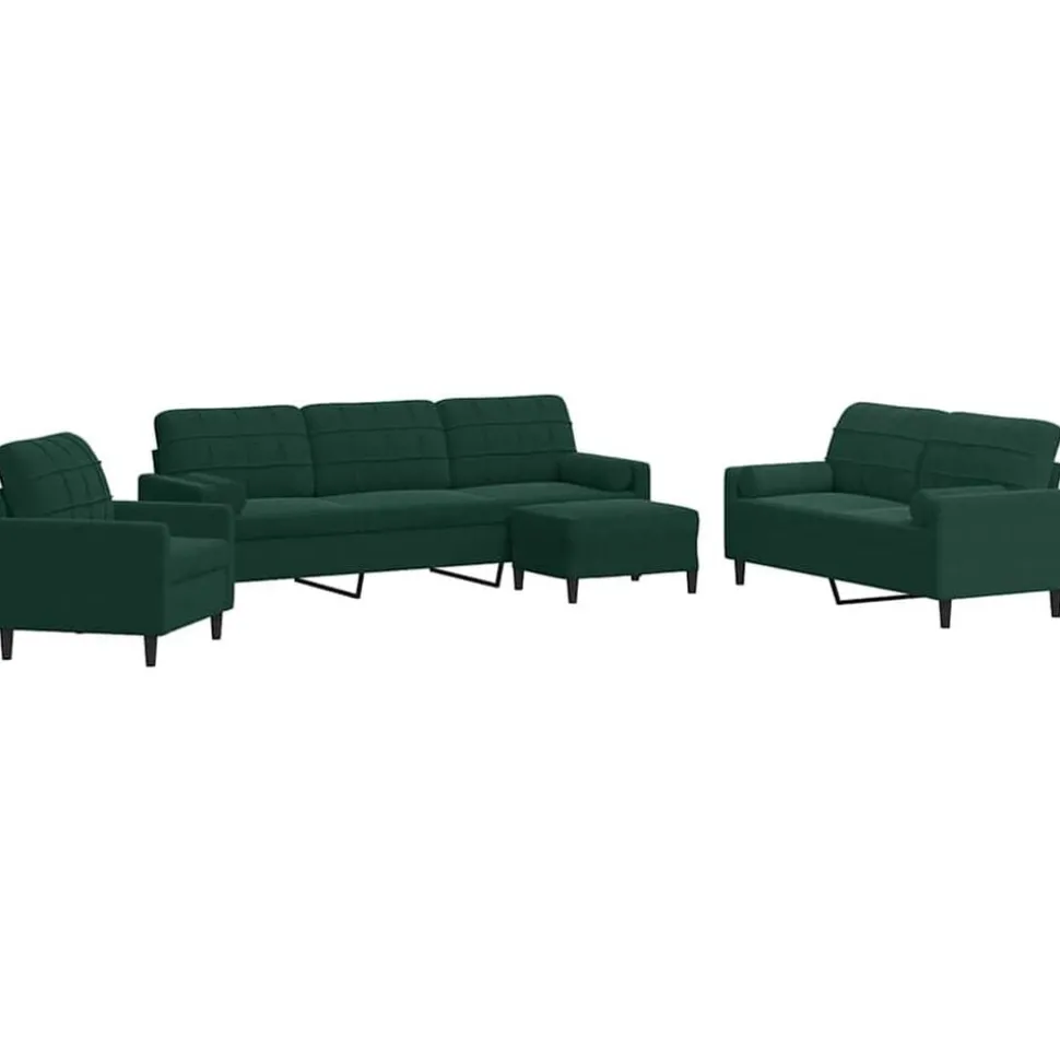vidaXL 4-delige Loungeset met kussens en bolsters fluweel donkergroen
