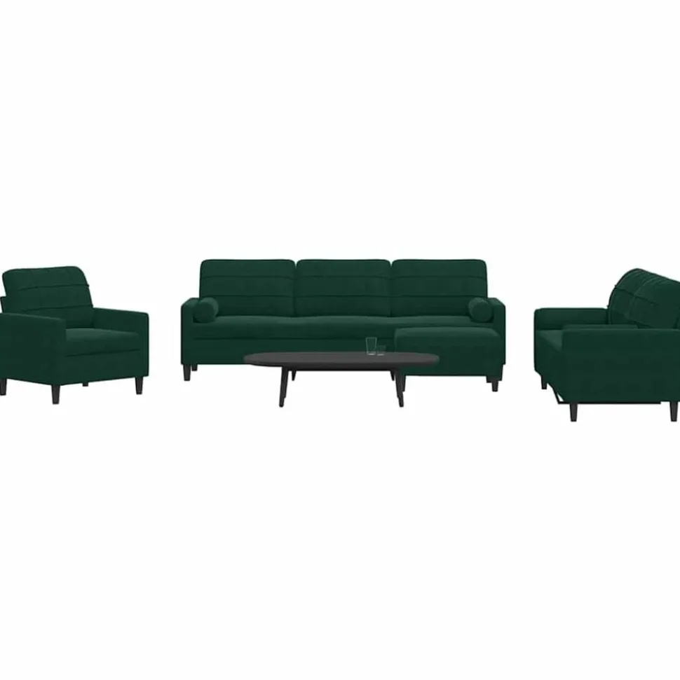 vidaXL 4-delige Loungeset met kussens en bolsters fluweel donkergroen