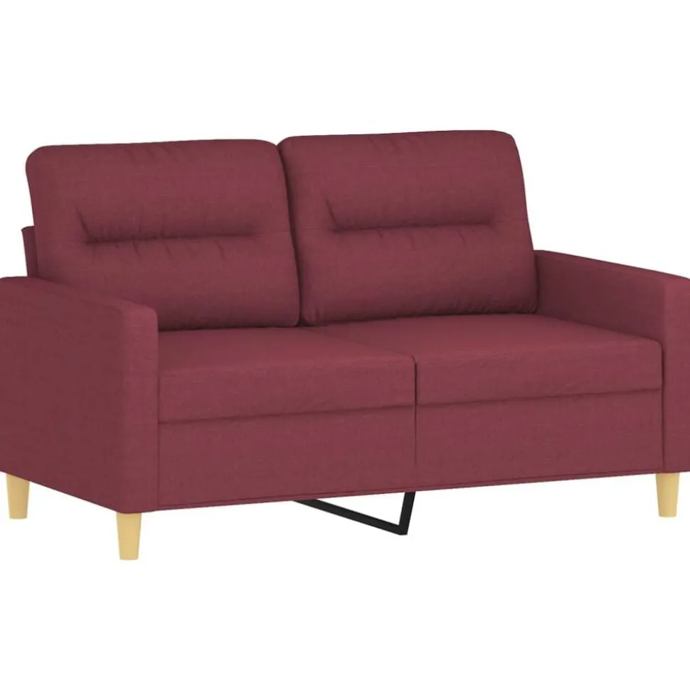 vidaXL 3-delige Loungeset met kussens stof wijnrood