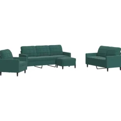 vidaXL 4-delige Loungeset met kussens fluweel donkergroen