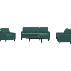 vidaXL 4-delige Loungeset met kussens fluweel donkergroen