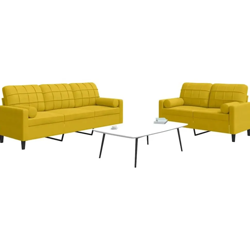 vidaXL 2-delige Loungeset met kussens en bolsters fluweel geel