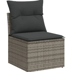 vidaXL 4-delige Loungeset met kussens poly rattan grijs