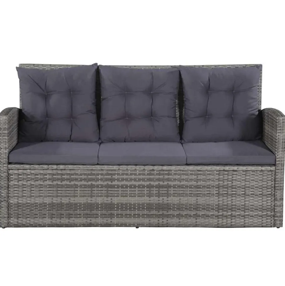 vidaXL 6-delige Loungeset met kussens poly rattan grijs