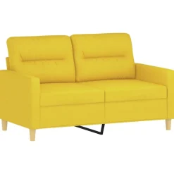 vidaXL 2-delige Loungeset met kussens stof lichtgeel
