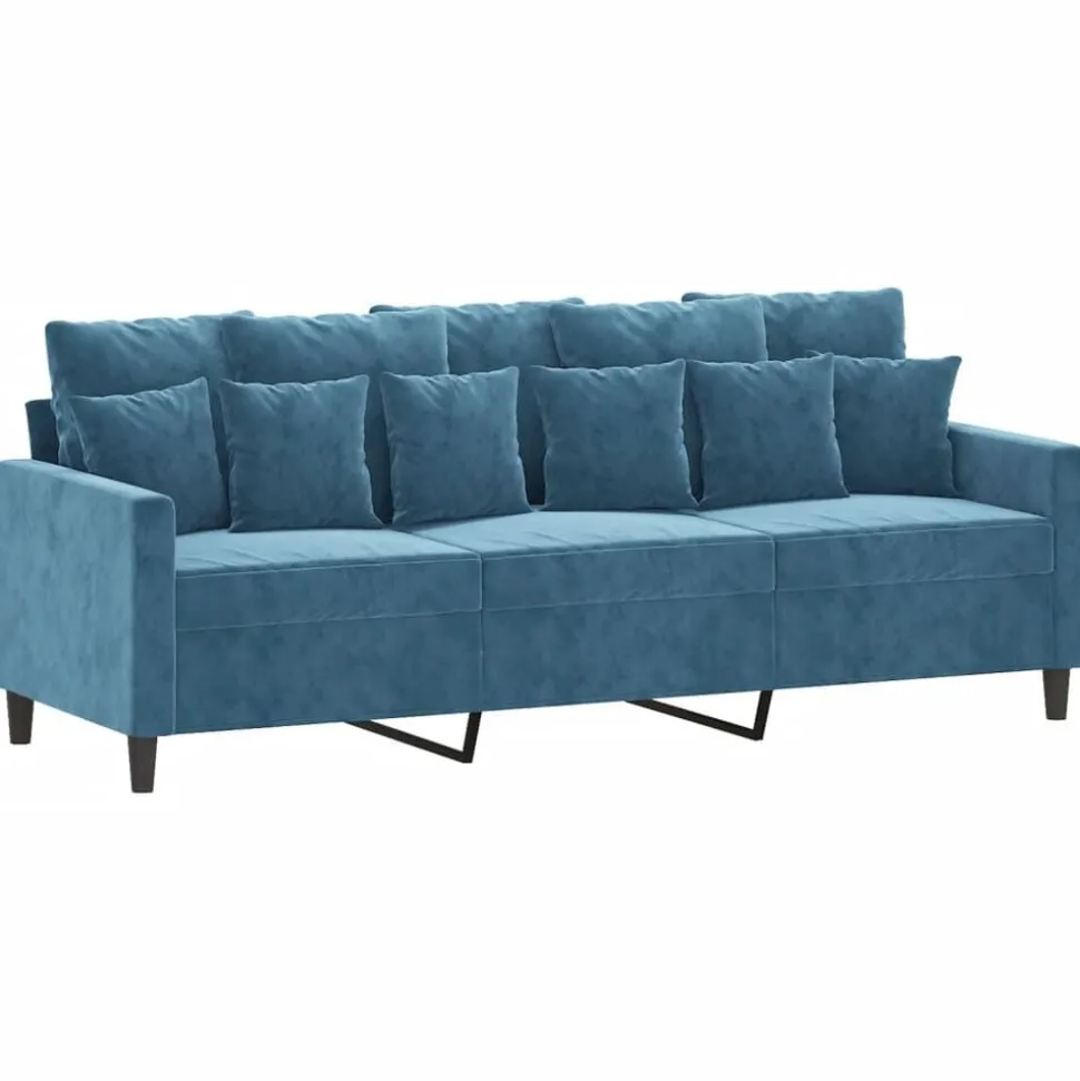 vidaXL 4-delige Loungeset met kussens fluweel blauw