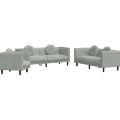 vidaXL 3-delige Loungeset met kussens fluweel roze