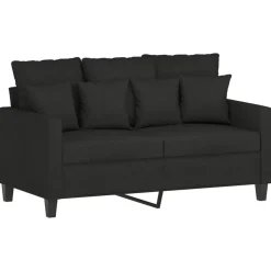 vidaXL 3-delige loungeset met kussens stof zwart