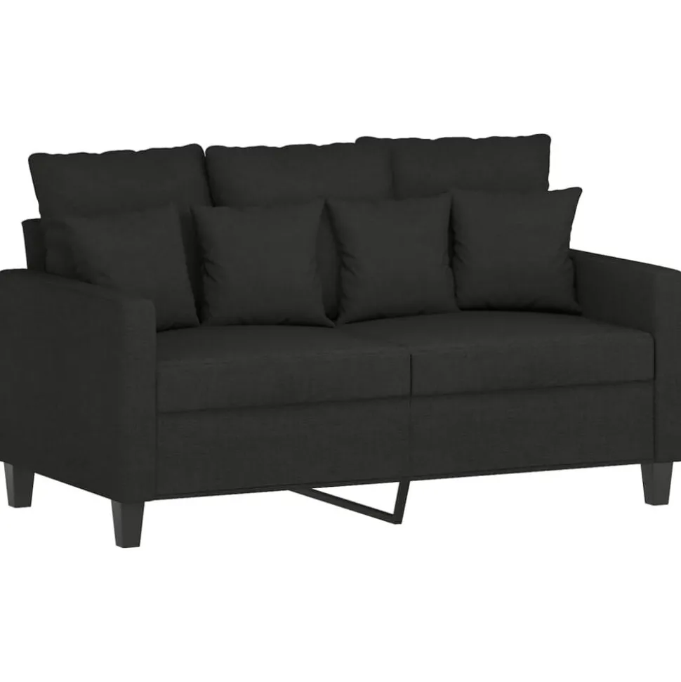 vidaXL 3-delige loungeset met kussens stof zwart