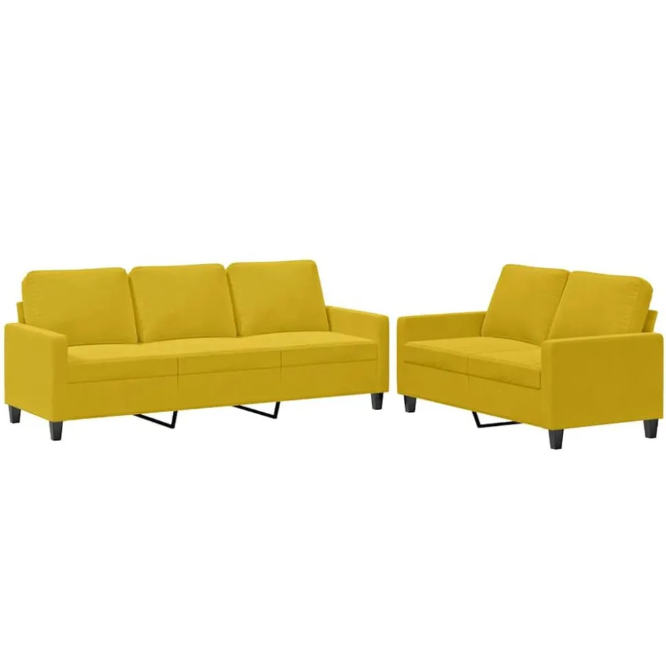 vidaXL 2-delige Loungeset met kussens fluweel geel