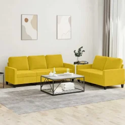 vidaXL 2-delige Loungeset met kussens fluweel geel