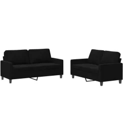 vidaXL 2-delige Loungeset met kussens fluweel zwart