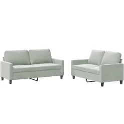 vidaXL 2-delige Loungeset met kussens fluweel lichtgrijs