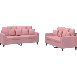vidaXL 2-delige Loungeset met kussens fluweel roze